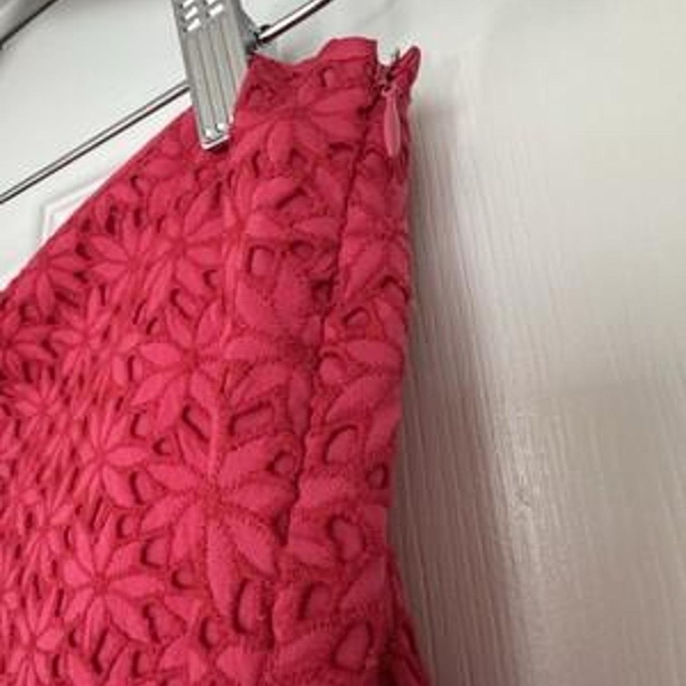 Ann Taylor Petites - Lined, Eyelet Flowered, Bold Pink Color A Line Skirt. 12P - Picture 4 of 8